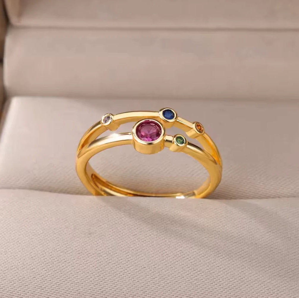 Adjustable Gold Gem Stone Ring