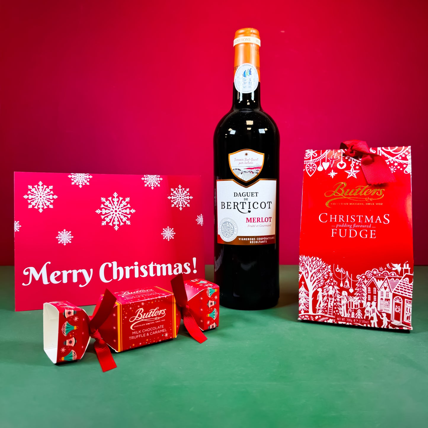 Irish Christmas Wine Hamper with Butlers Irish Chocolates