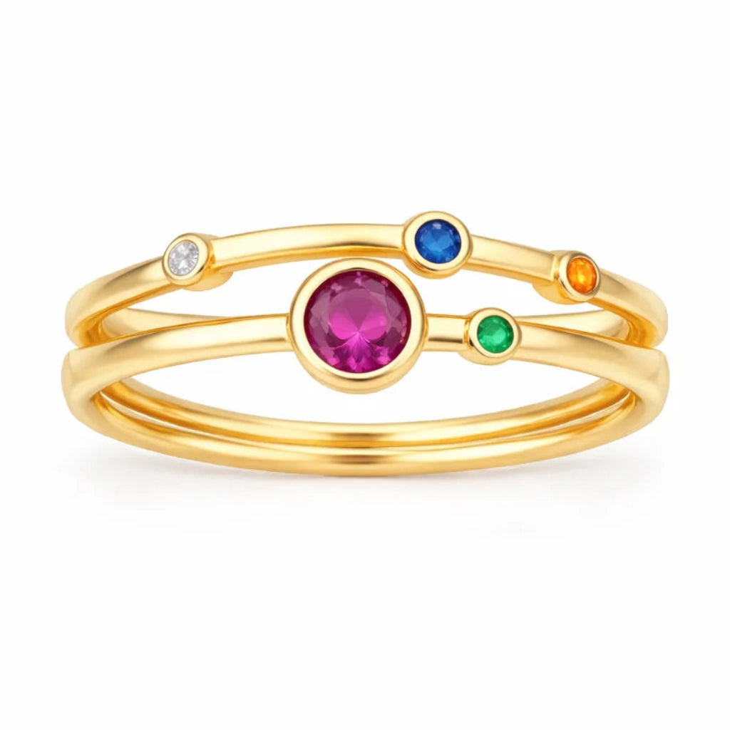 Adjustable Gold Gem Stone Ring
