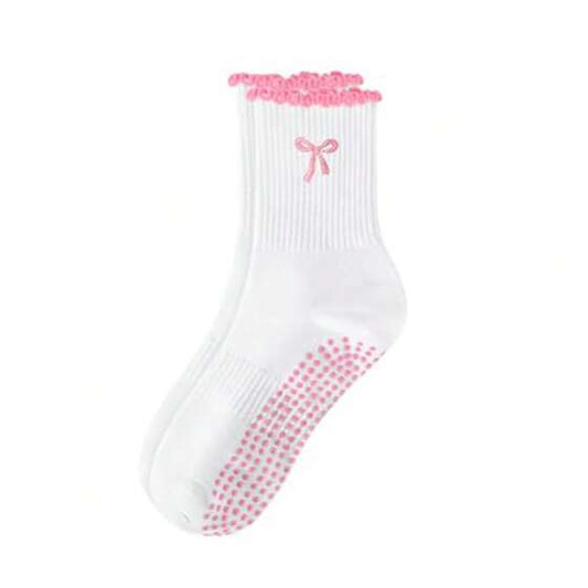 Pink Bow Pilates Socks