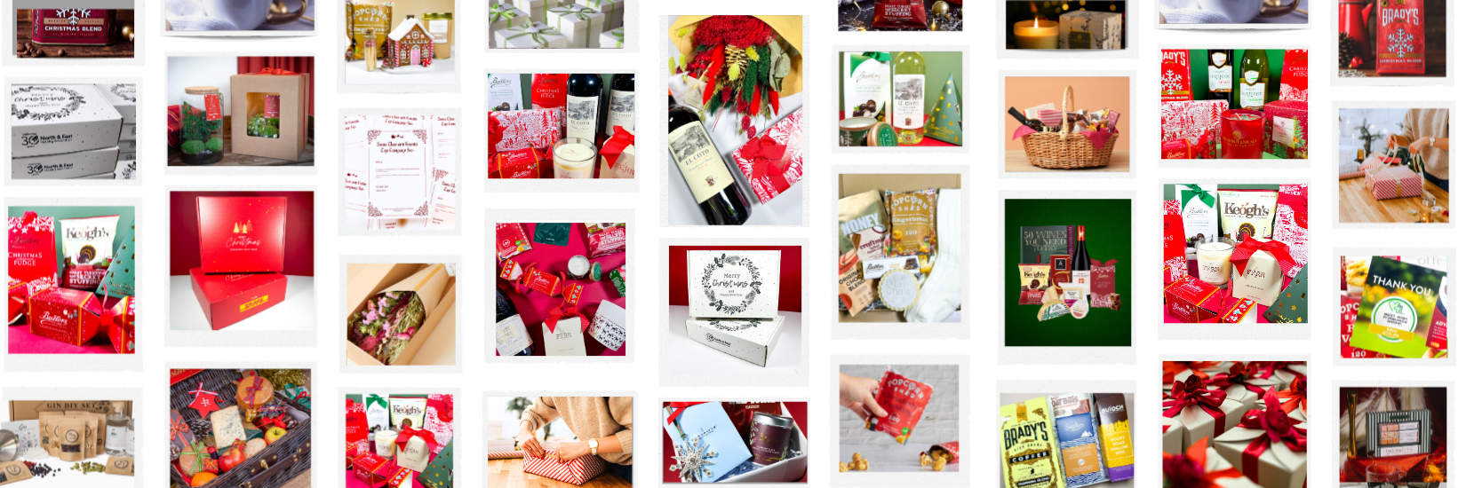 Festive Christmas corporate gift hampers and branded business gifts by Care Box Collection, featuring luxury Irish products, wine, candles, and ready-to-ship Christmas hampers for employees, clients, and PR events