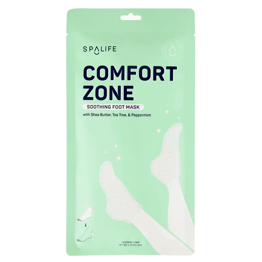 SpaLife Comfort Zone soothing foot mask packaging on a white background