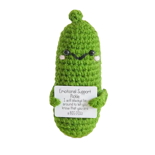 Knitted Emotional Support Pickle l Moivational Teddy