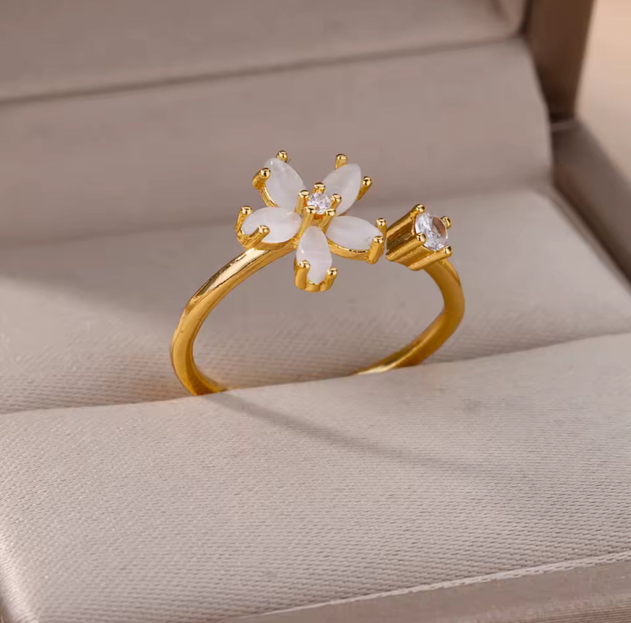 Opal Adjustable Anxiety Ring | Gold