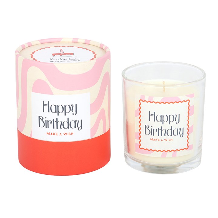 Happy Birthday Vanilla Cake Glass Candle
