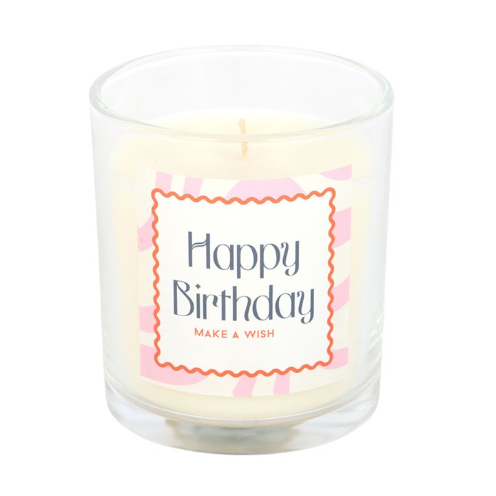 Happy Birthday Vanilla Cake Glass Candle