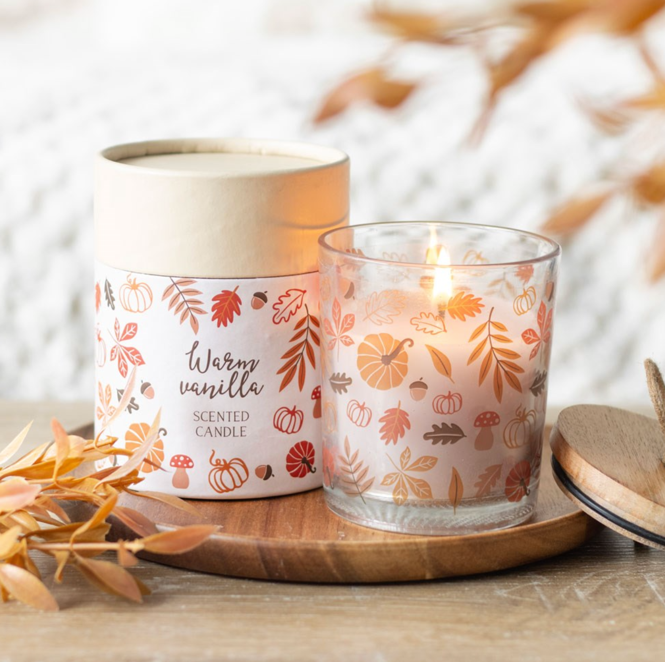 Warm Vanilla Glass Scented Candle