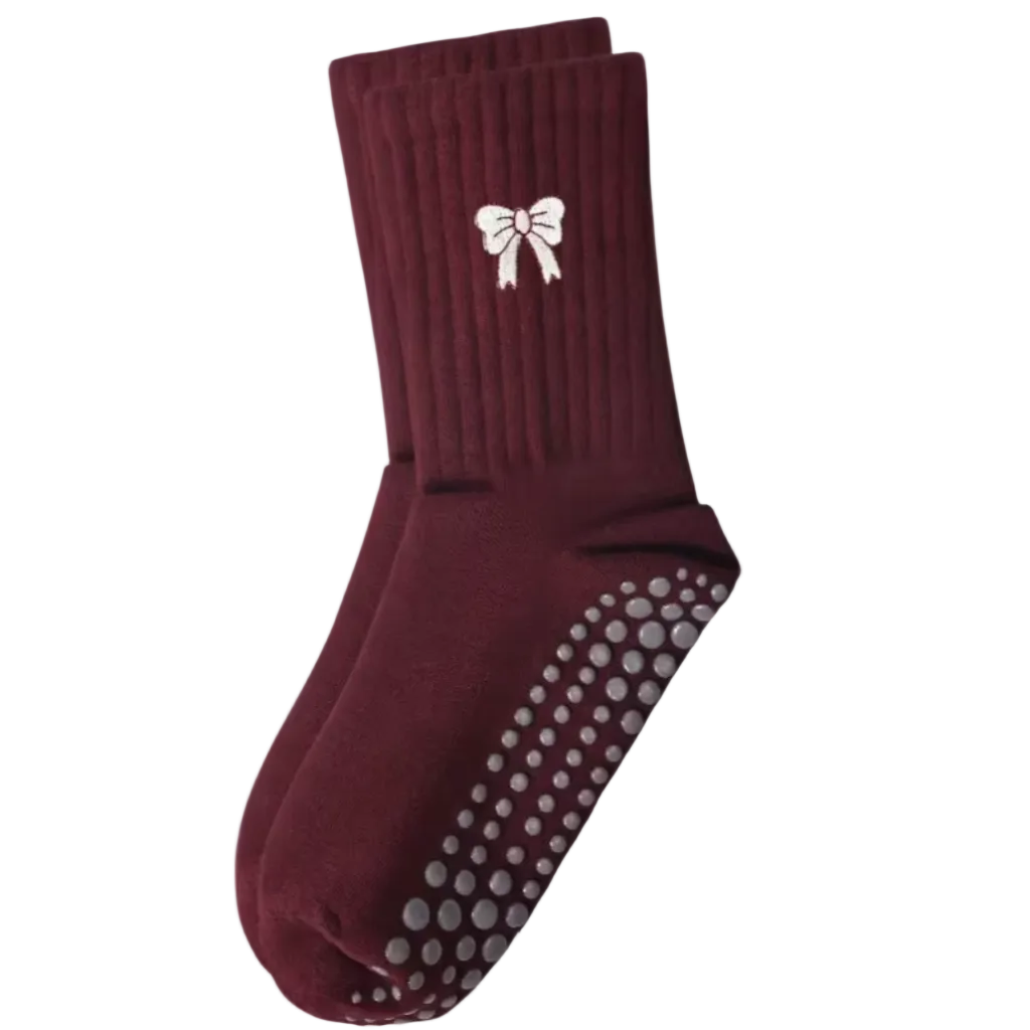 Pilates Bow Grip Ankle Socks