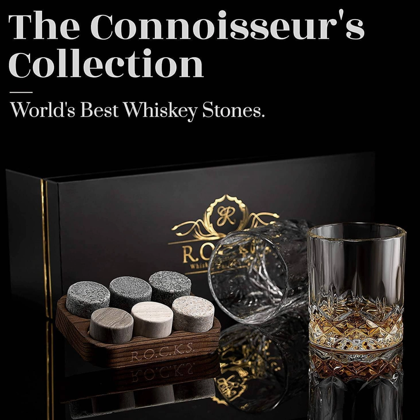 The Connoisseur's Set | Whiskey Glasses & Stones Set