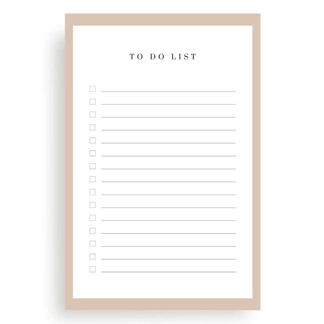 To Do List Notepad Beige